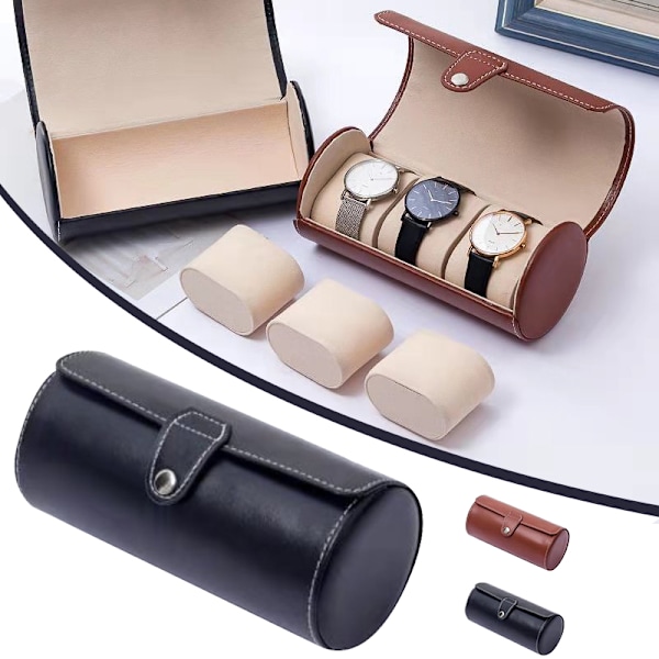 Multifunktionell Klockrulle Box Fodral Mode Portabel Klockrulle Box Klockrulle Organiserare för Män Brown