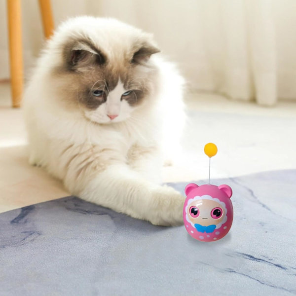 Kissalelu höyhenillä, kissan aktivointilelu, Interaktiivinen hauska kissanpentupallohöyhen, Creative Pet Supplies Teaser Toy sisä- ja ulkokäyttöön Pink