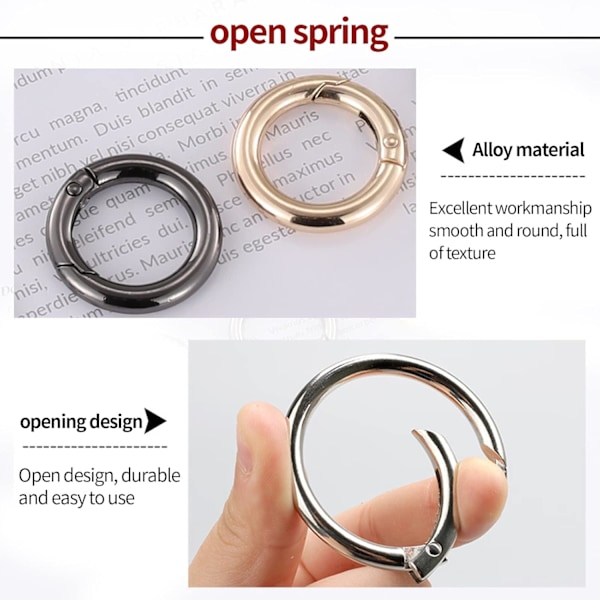 2 st Fjädergrind O-ring Rund Karbinhake Snäppklämma Trigger Fjäder Nyckelring Spänne