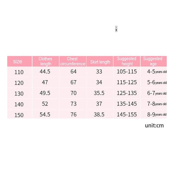 Tjejers tvådelade cheerleaderdräkt med set 110 cm