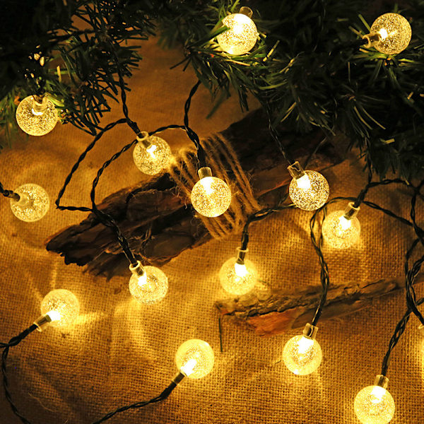 Aurinkokennovaloketju 5m 20LED Kristallikupla Vesipisara Ulkokoristevalo Puutarhavalaistus Puhtaan Valkoinen Pure White (2.5CMbubble ball) solar