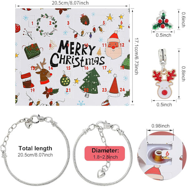 24 kpl joulukalenteri 2024 rannekoru Countdown Blind Box DIY rannekorut koriste Adventtikalenteri joululahjasetti tytöille pojille lapsille naisille