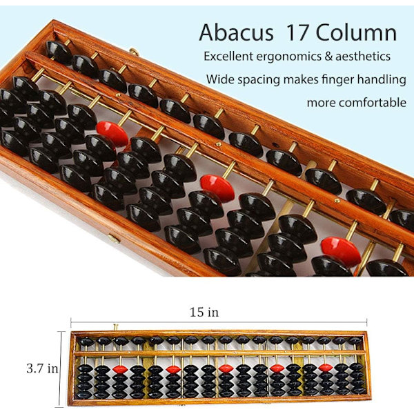 Vintage Soroban Puinen Abakus Kehys 17 Saraketta (15 Tuumaa) Matematiikan Ammattimainen Abakus Aikuisille Lapsille Opasoppaalla Ja