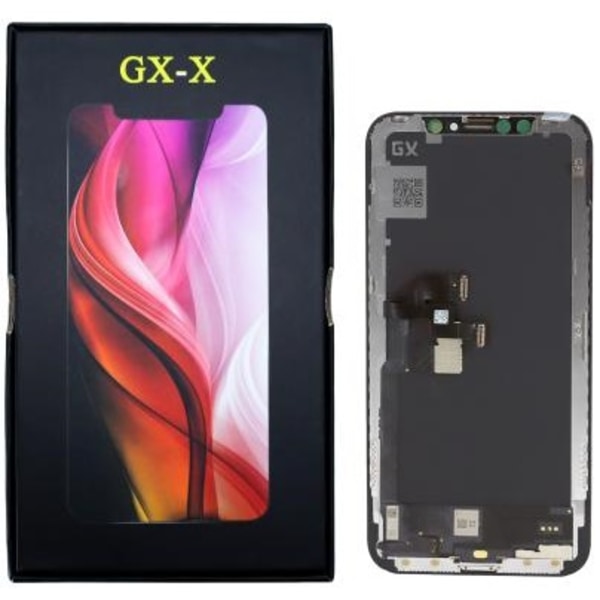 GX-skärm för iPhone X OLED svart black endest skärmen