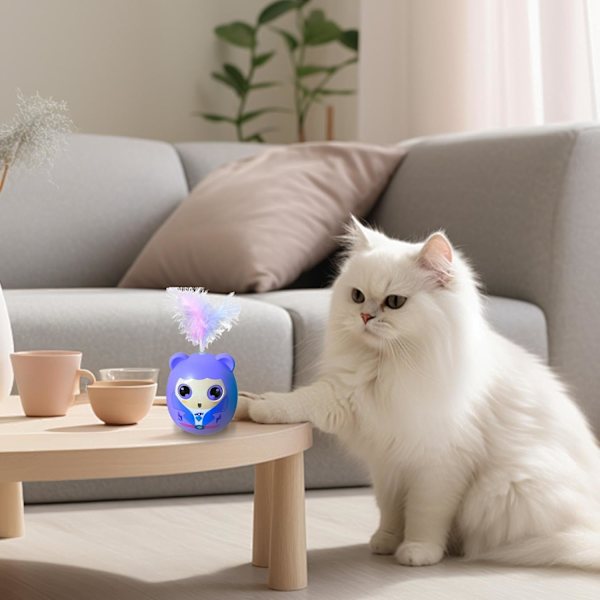 Kissalelu höyhenillä, kissan aktivointilelu, Interaktiivinen hauska kissanpentupallohöyhen, Creative Pet Supplies Teaser Toy sisä- ja ulkokäyttöön Purple