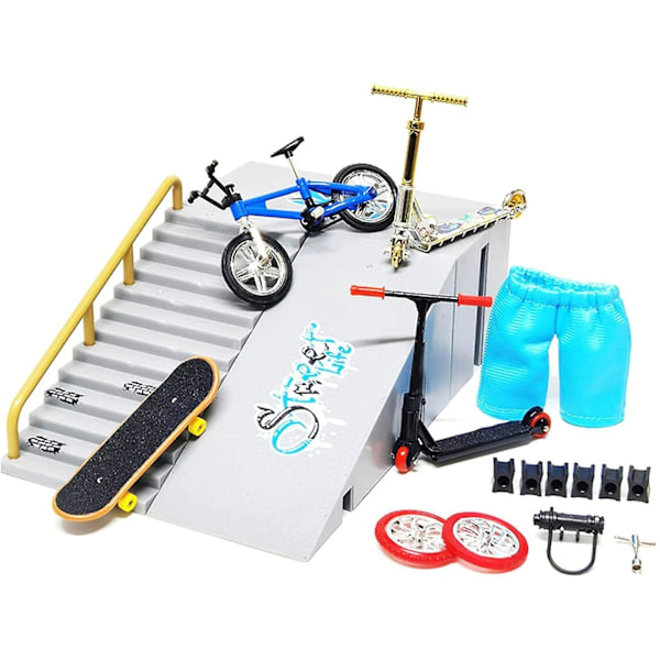 9-delt skatepark-sett for fingerboard, mini fingerboard og ramp