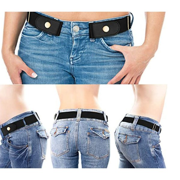 2 stycken ny smal elastisk osynlig bälte enkel lat bälte tjockt elastiskt bälte (svart 100cm){DH}