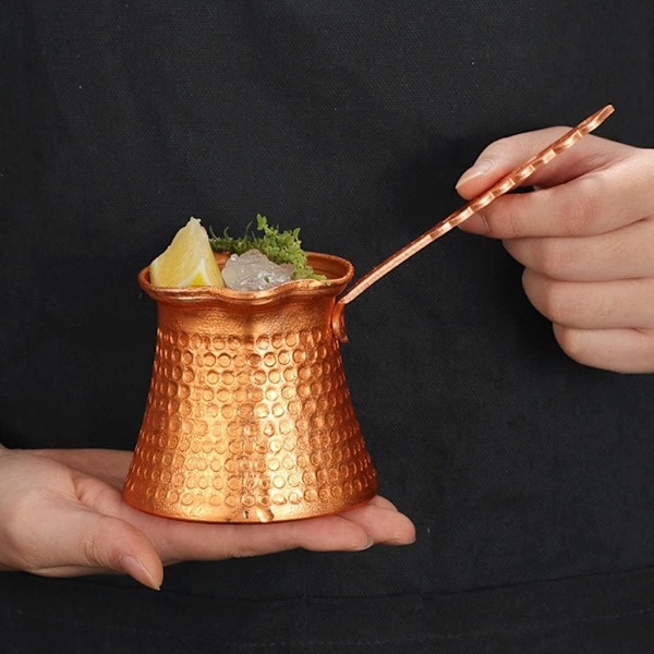 Solid Hammered Copper Tyrkisk Gresk Arabisk Kaffe Potte Komfyr Kaffemaker Cezve Ibrik Briki med Håndtak