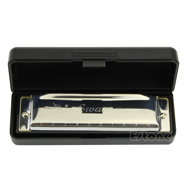 New Swan Harmonica 10 Holes for Key of C for Blues Rock Jazz Folk Harmonica Silver