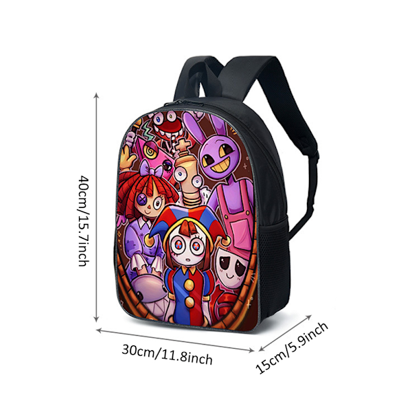 Studenter Den fantastiska digitala cirkusen Ryggsäck Barn Pojkar Resa Axelrem Ryggsäck Unisex Skolväska Bokväska A A 30*15*40cm