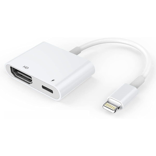 HDMI-adapter, HDMI-adapter för iPhone 1080p Lightning Digital AV-adapter, HDMI Sync Display HDMI-kontakt för iPhone & iPad