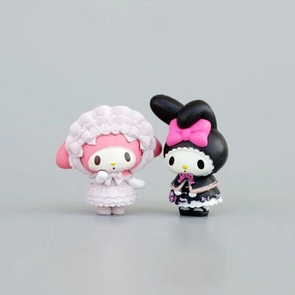 4 cm My Melodi Figur Anime Kawaii Melody Kuromi Kt Cat Action Collection En uppsättning av 5 PVC-material