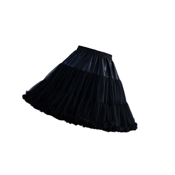 Kvinders Lagdelt Petticoat i Tulle Chiffon Krinoline til Kjole Black 45cm