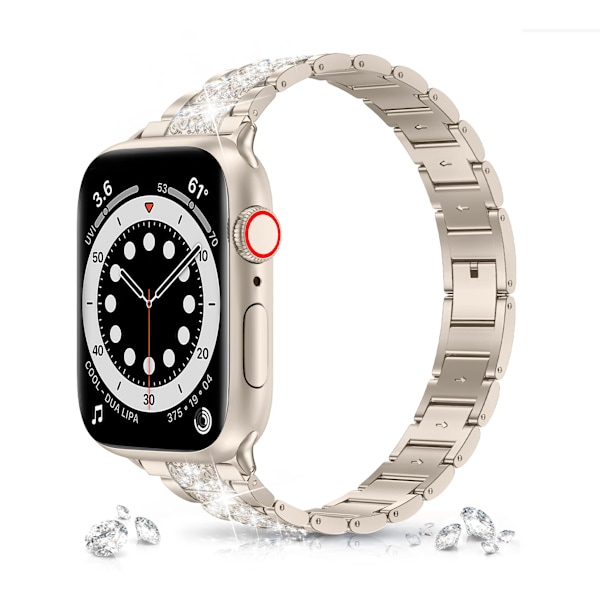 Starlight Apple -ranneke 38mm 40mm 41mm Series 8 7 6 5 4 3 2 1 SE Naisten