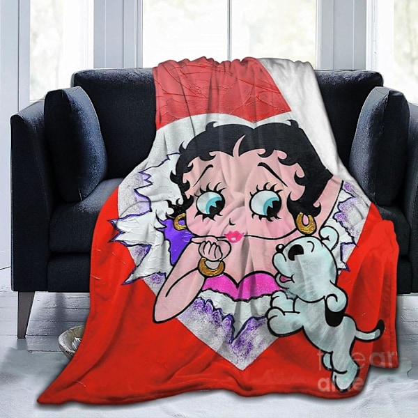 Betty Boop -fleecepeitto, Queen-koko - Pehmeät ja pörröiset peitot ja heitot kaikille vuodenaikoille, pehmeä, pörröinen, lämmin flanelli, plushipeitto sohvalle, sänkyyn, jouluun 60x50in 150x125cm