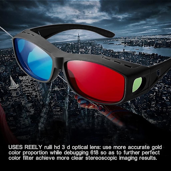Punaiset ja siniset 3D-lasit/syaani kohokuvioiset yksinkertaiset 3D-lasit 3D-elokuva peli-extra päivitys