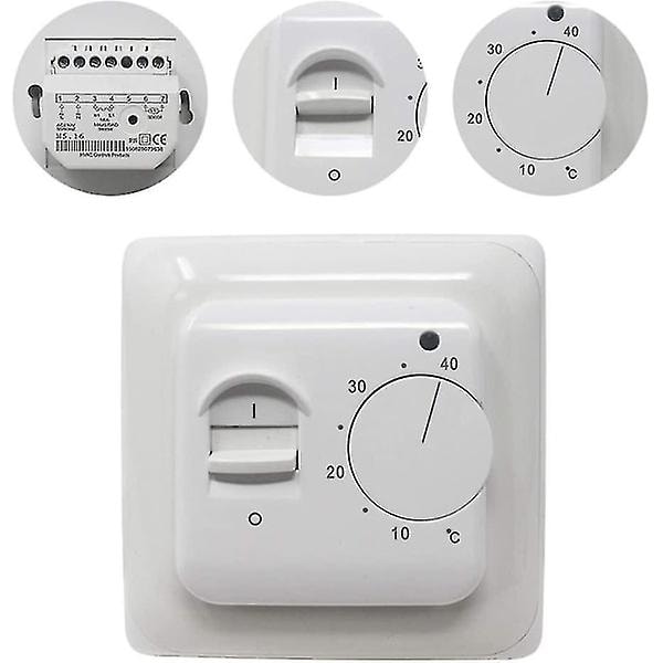 Manuell elektrisk gulvvarmetermostat med AC 220v 16a sensor, mekanisk gulvvarmetermostat regulator [energiklasse A+++]
