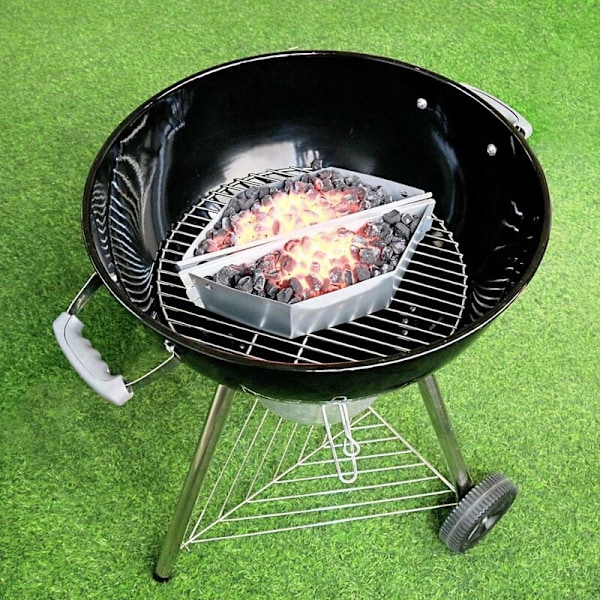 Sett med 2 kullkurver i rustfritt stål for Weber-griller og alle andre ildsteder