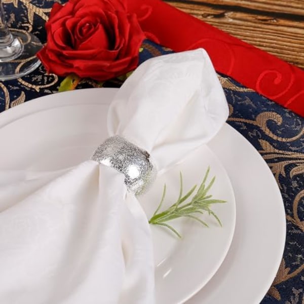 4,6x2,8 cm Sølv Servietringe Sæt med 12, Metal Servietholder til Stofservietter Bryllup Thanksgiving Fest Julemiddag{DH}