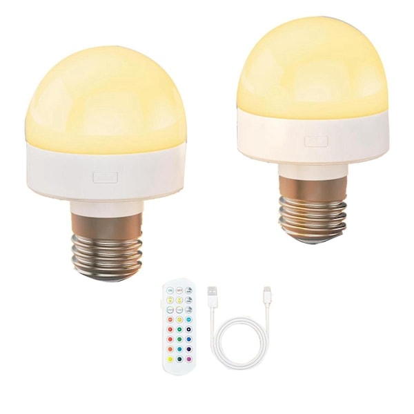 Rechargeable Light Bulbs with Remote Control - E26 Battery Operated Light Bulb for Non-Fixed Wall Sconces, Hanging Lights