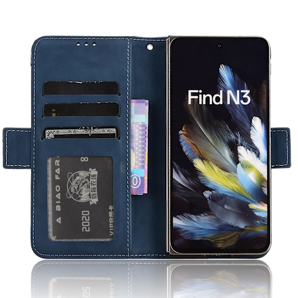 Suojaava PU-nahkakotelo korttipaikoilla ja jalustalla Oppo Find N3 5G/OnePlus Open -puhelimelle