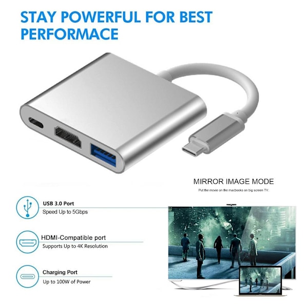 USB-C HUB Adapter Typ-C till USB HDMI-kompatibel 4K Adapter Conne