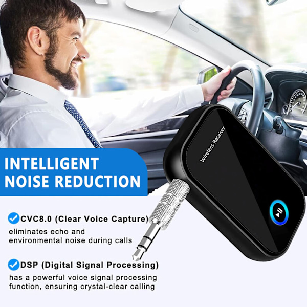 BT5.0 Bluetooth-modtager til bil, håndfri opkald, Aux Bluetooth-lydmodtager 3,5 mm lydstik til bil/kablede hovedtelefoner/hjemmebiograf