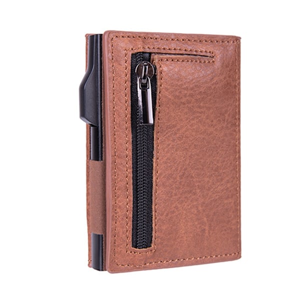 PU RFID Blocking Money Wallet Automatic Pop Up Credit Card Holder For Men