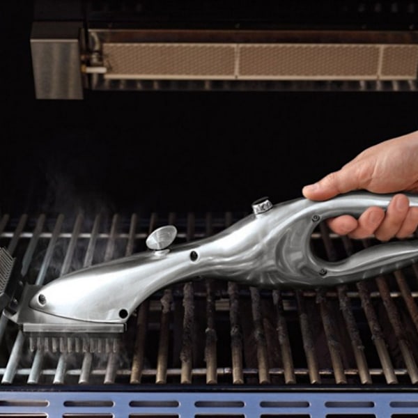 Grillbørste i rustfritt stål, rengjøringsbørste, damprenser for kull- eller elektriske griller{DH}