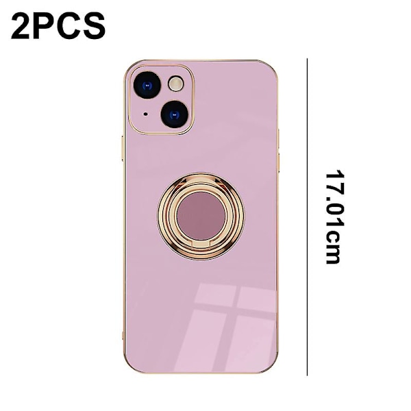 Iphone 14 Plus -näytönsuojakalvolla, pinnoitettu sisäänrakennetulla 360 asteen kiertävällä magneettirenkaalla, jalustan pidike, 2 kpl purple
