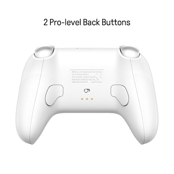 Ultimate 2.4g trådløs kontroller, joystick-oppdatering, Pro Gamepad med bakknapper og turbofunksjon for PC, Android, Steam Deck og Apple (hvit) White