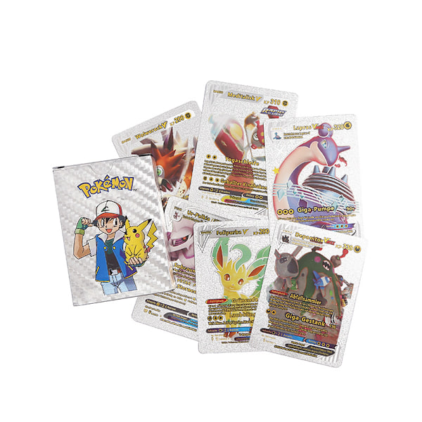 55 Cards Gold [7 Vstar + 29 Vmax + 16 V + 2 GX + 1 Phase] Collectible Shiny Cards Kids Gift for Kids Silver