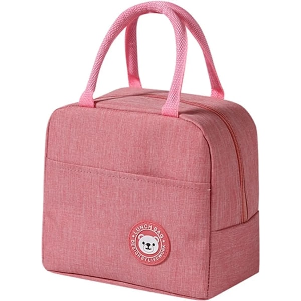 Liten kylväska, hopfällbar mini-lunchväska, vattentät lunchväska med dragkedja, picknickväska, kylväska (Rosa)