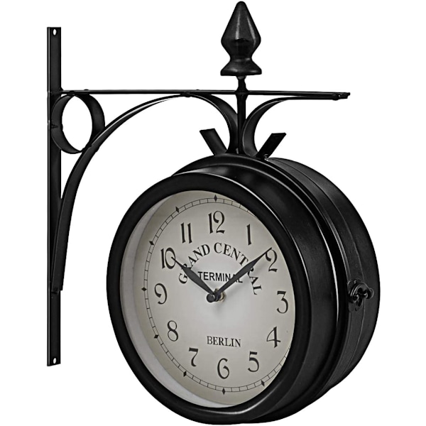Double-sided wall clock station clock garden clock double-sided clock time indicator 33 x 30 x 10 cm