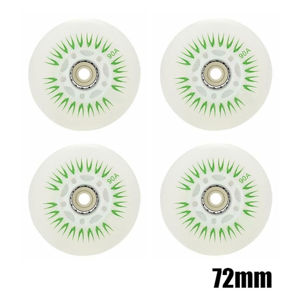 4 st Blinkande Inlineshjul 90A LED-belysning Skridskohjul 80 76 72 68 Gröna 72mm Green