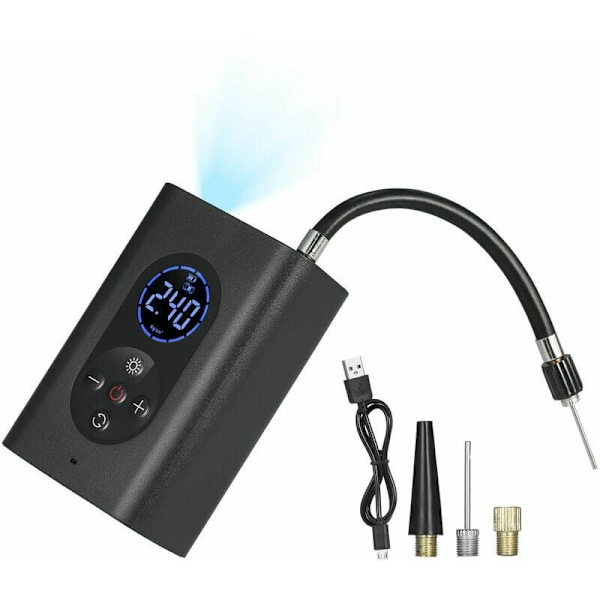 Bärbar Luftkompressor för Däckpump 150PSI Elektrisk Luftpump med Tryckmätare LED-Lampa 4000mAh USB Uppladdningsbar
