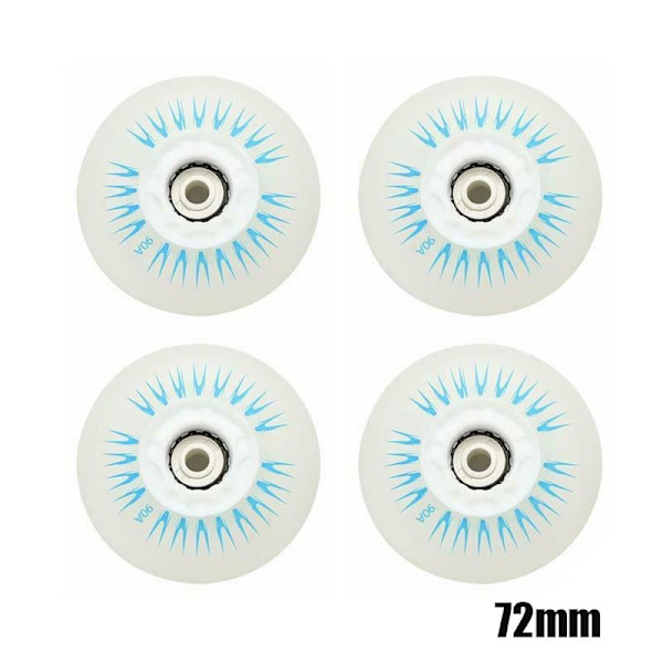 4kpl Flash Inline -rullaluistelupyörät 90A LED-valaistus Rullaluistelupyörät 80 76 72 68 Vihreä 72mm Green