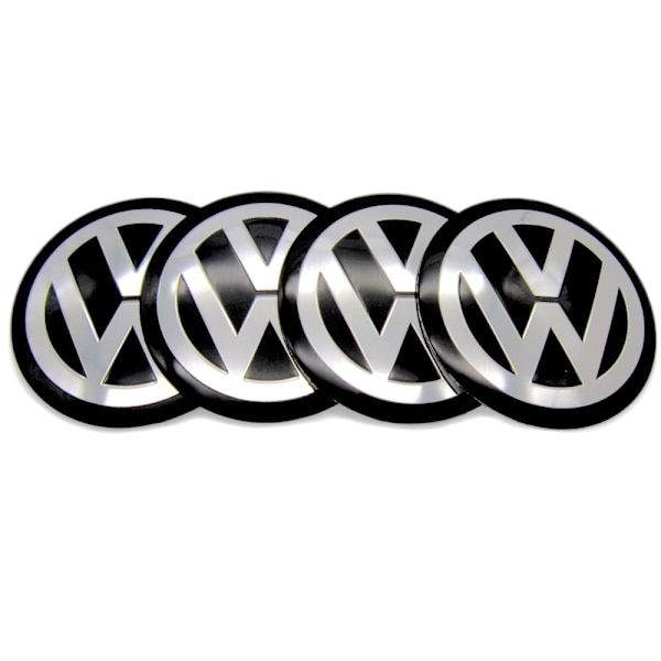 4-pakkaus - Volkswagen VW -keskimerkit / pyörännavan merkit - Auton hopeinen Silver 65 mm - Self-adhesive