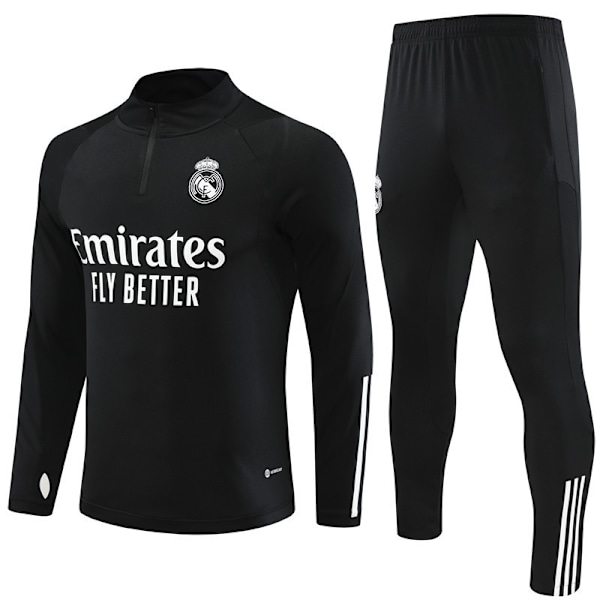 Real Madrid langærmet fodboldtrøje til voksne og børn, træningsdragt, julegave, 23-24, ny blå-Xinhei sort V sort black 16#