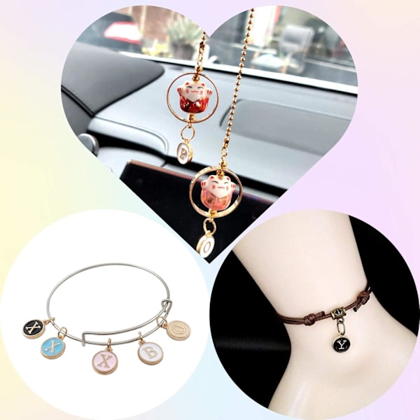 Metalbogstaver til smykkefremstilling, bogstavcharms til armbånd, 4 sæt bogstavvedhæng til DIY halskæder, armbånd, øreringe, legering