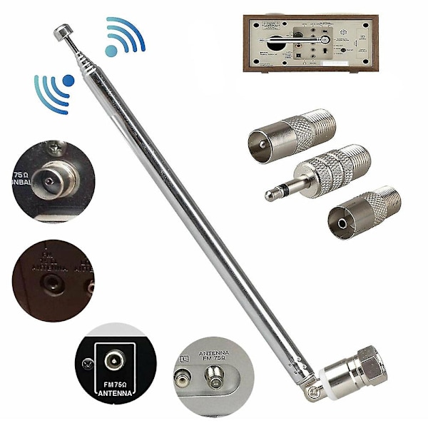 FM radioantenne FM teleskopantenne 75 Ohm F-type hanstik