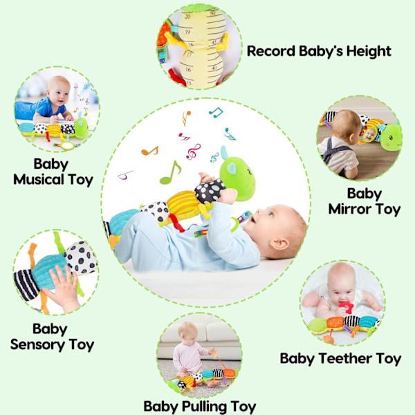 Baby Sensory Leksaker 0-3 Månader Musikdjur Plyschlarv Leksak Baby Spegel Rassel 6-12 Månader Pojke Flicka Nyfödd Födelsedagspresent