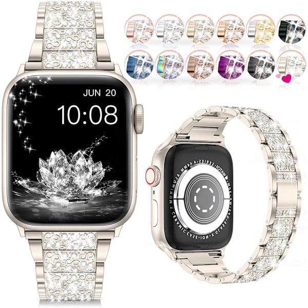 Starlight Apple -ranneke 38mm 40mm 41mm Series 8 7 6 5 4 3 2 1 SE Naisten