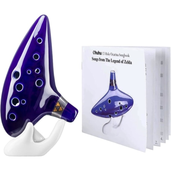 Ocarina, Zelda Ocarina Keramisk Hål Alto C Skeppsflöjt Musikinstrument The Legend of Zelda Blå Med Presentförpackning, Ställ och Skyddsfodral