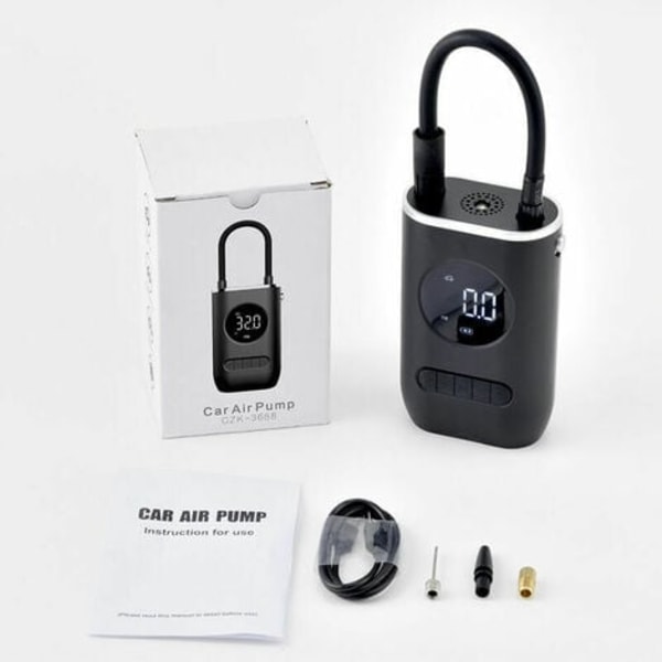 Bærbar Luftkompressor, 150 PSI Mini Elektrisk Cykelpumpe med Digitalt Display og LED-lys, 4000 mAh Batteri, Cykler, Bolde