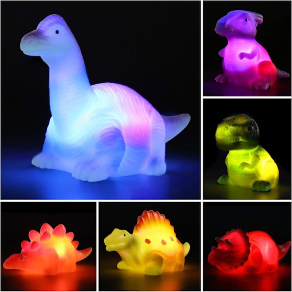 Paket med Ljusa Flytande Dinosaurie Badleksaker, för Baby Småbarn Brorson