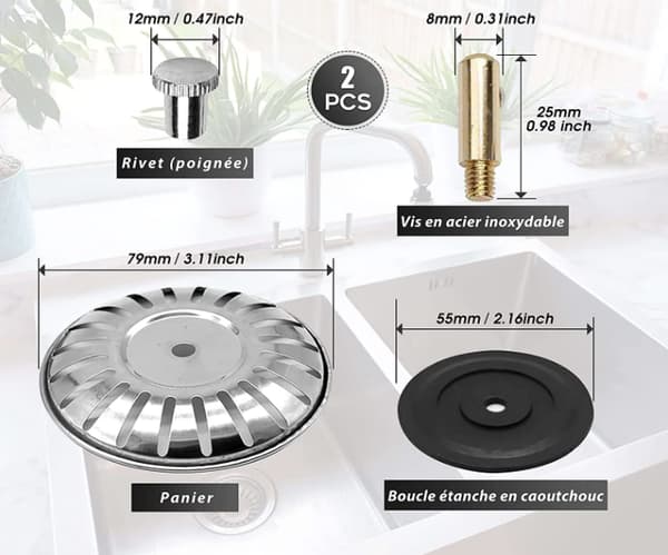 Vaskeprop i rustfrit stål 79 mm universal