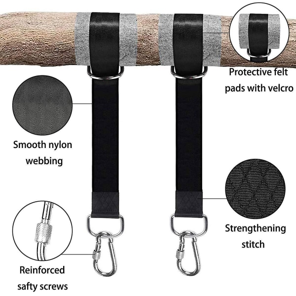 Tree Swing Hängremmar Kit, utomhus 5ft Swing Straps, snabbt och enkelt sätt att hänga hängmattor