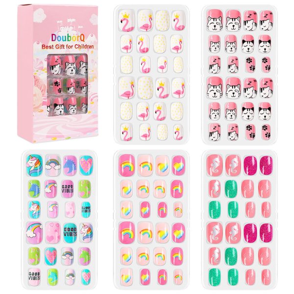120 stycken/set Barnsöta lösnaglar Fulltäckande Nail Tips DIY style 8