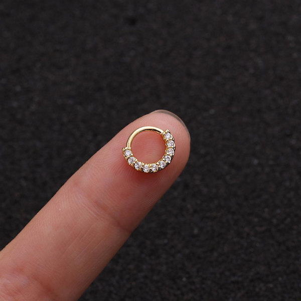 1st Kvinnor Cubic Zirconia Inlagd Hoop Nose Ring Huggie Örhänge rose gold 10mm